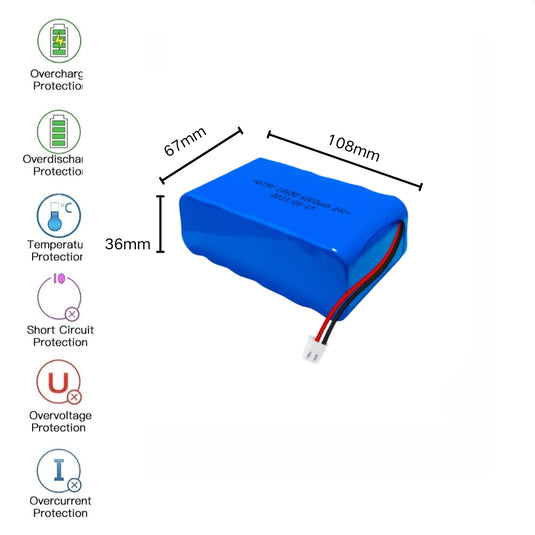 [PH2.0-JST Connector][18650] Universal 6000mAh 24V Rechargeable Li-Ion Lithium Polymer Battery - Polar Tech Australia