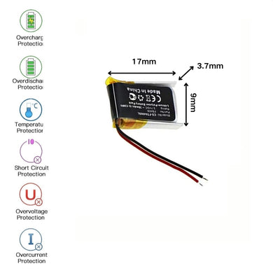 [PH2.0-JST Connector][370917] Universal 38mAh 3.7V Rechargeable Li-Ion Lithium Polymer Battery - Polar Tech Australia