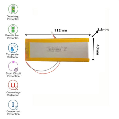 [PH2.0-JST Connector][3843112] Universal 3150mAh 3.7V Rechargeable Li-Ion Lithium Polymer Battery - Polar Tech Australia