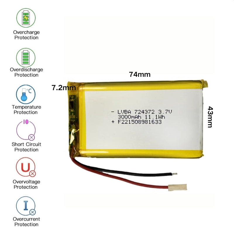 Load image into Gallery viewer, [PH2.0-JST Connector][724372] Universal 3000mAh 3.7V Rechargeable Li-Ion Lithium Polymer Battery - Polar Tech Australia
