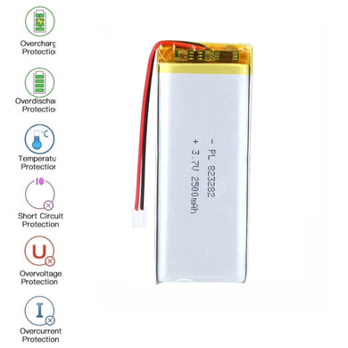 [PH2.0-JST Connector][823282] Universal 2500mAh 3.7V Rechargeable Li-Ion Lithium Polymer Battery - Polar Tech Australia
