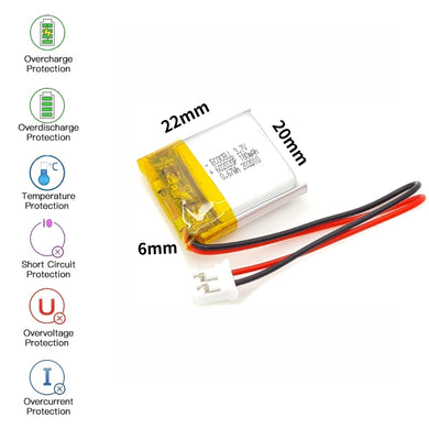 [PH2.0-JST Connector][602020] Universal 180mAh 3.7V Rechargeable Li-Ion Lithium Polymer Battery - Polar Tech Australia