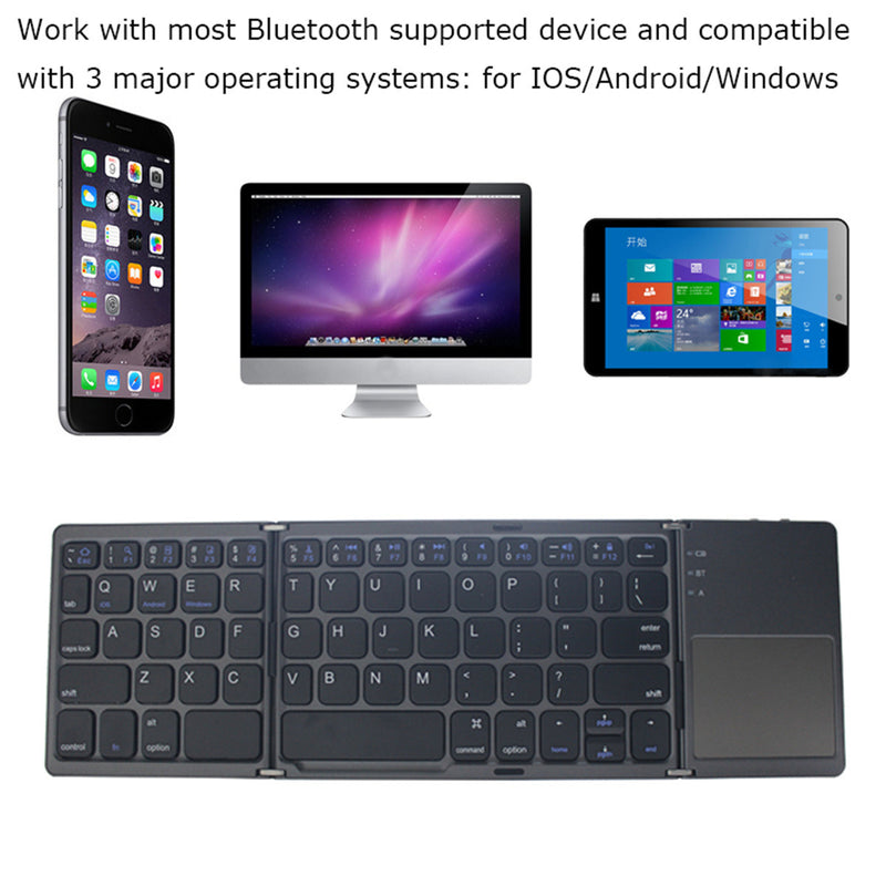 Cargue la imagen en el visor de la galería, Foldable Bluetooth Keyboard with Touchpad Portable Wireless Keyboard , Rechargeable Full Size Ultra Slim Pocket Folding Keyboard for Android Windows iOS Tablet And Mobile Phone - Polar Tech Australia
