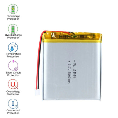 [PH2.0-JST Connector][106070] Universal 5000mAh 3.7V Rechargeable Li-Ion Lithium Polymer Battery - Polar Tech Australia
