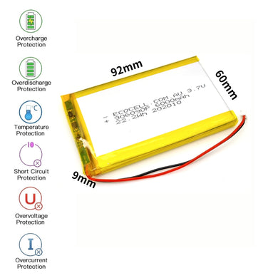 [PH2.0-JST Connector][906090] Universal 6000mAh 3.7V Rechargeable Li-Ion Lithium Polymer Battery - Polar Tech Australia