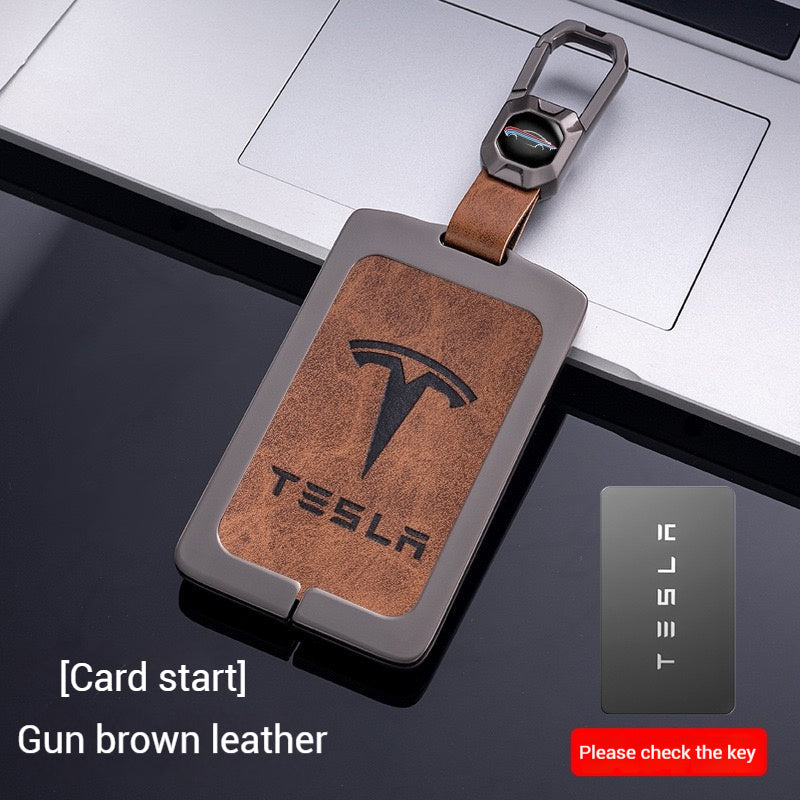 Cargue la imagen en el visor de la galería, Tesla Metal + PU Leather Smart Key Card Case for Model 3, S, Y, X
