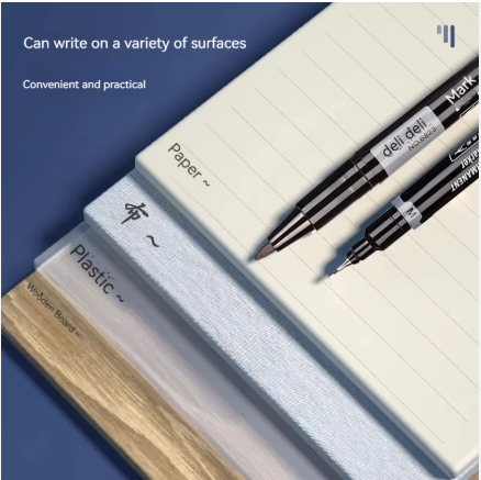 Load image into Gallery viewer, Deli 6823 - Dual Tip Head Smooth Permanent Marking Pen

