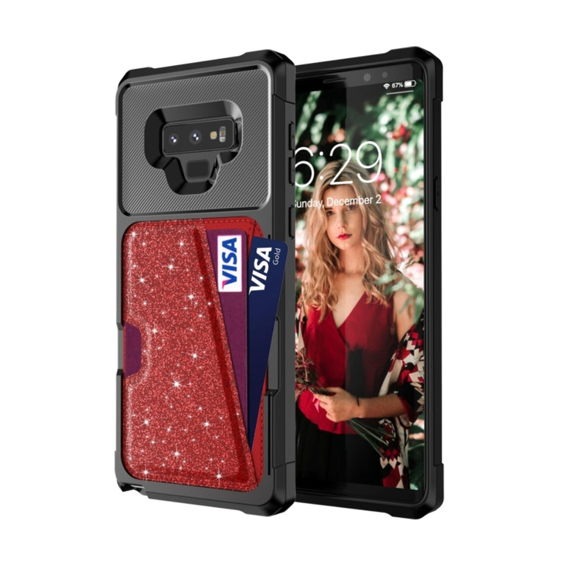 Cargue la imagen en el visor de la galería, Samsung Galaxy Note 9 (SM-N960) - Glitter Magnetic Card Bag Phone Case
