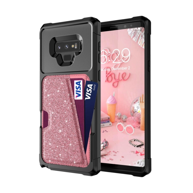 Cargue la imagen en el visor de la galería, Samsung Galaxy Note 9 (SM-N960) - Glitter Magnetic Card Bag Phone Case
