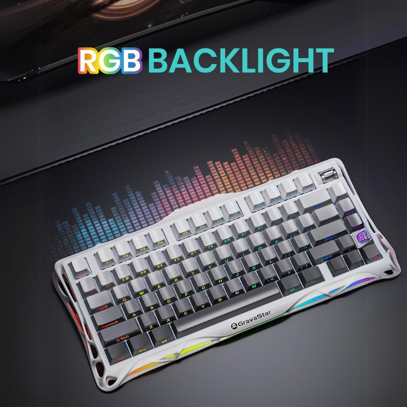 Cargue la imagen en el visor de la galería, GravaStar K1 75% Wireless Mechanical Gaming Keyboard with RGB Backlit, Aluminum Alloy Exoskeleton Design, Gasket Custom Keyboard Hot-Swap Socket
