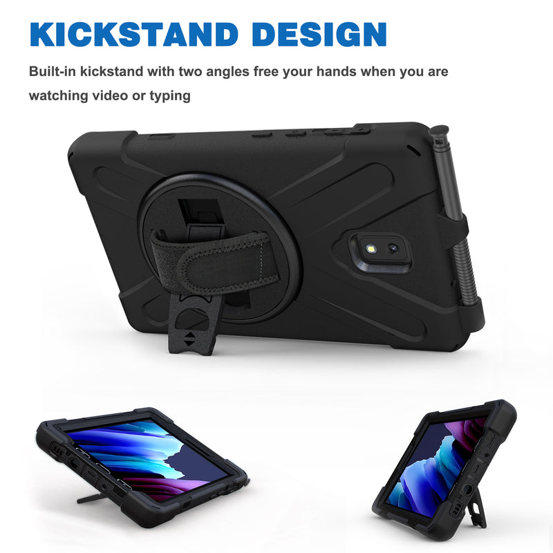 Cargue la imagen en el visor de la galería, Samsung Galaxy Tab Active 3 &amp; 5 8&quot; 2020 Heavy Duty 360 Degree Rotate Stand Hand Strap Case - Polar Tech Australia
