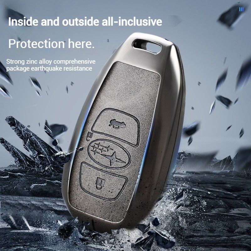 Chargez l&#39;image dans la visionneuse de la galerie, Subaru Zinc Alloy + PU Leather Car Key Fob Protective Cover Case For Outback, Forester, Impreza, WRX, XV, Crosstrek, Legacy - Polar Tech Australia

