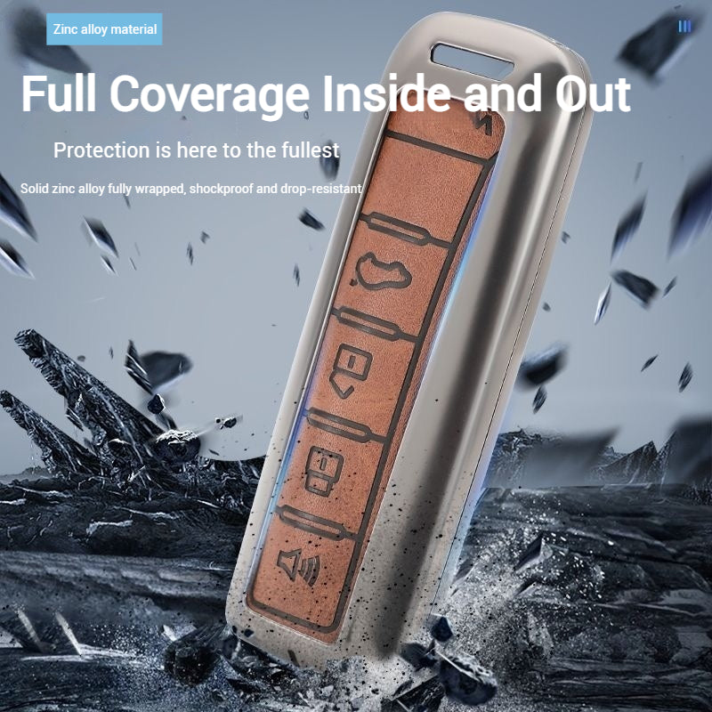 Load image into Gallery viewer, Great Wall Zinc Alloy + PU Leather Car Key Fob Case Cover For WEY VV5, VV6, VV7, Mocha
