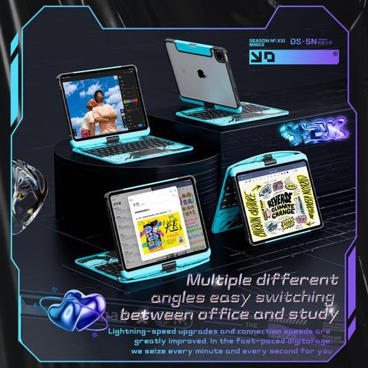 Apple iPad Air 4/5 10.9'' 4/5th Gen (2020/2022) - 180 Degree Rotation Magic Cyberpunk Style Transparent Keyboard Case - i-Station Mobile Phone & Electronic Device Repair and Accessories