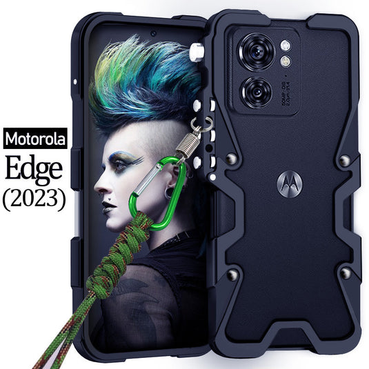 [With Lanyard] Motorola Moto Edge 2023 - Metal Phone Border Mechanics Series Case - Polar Tech Australia
