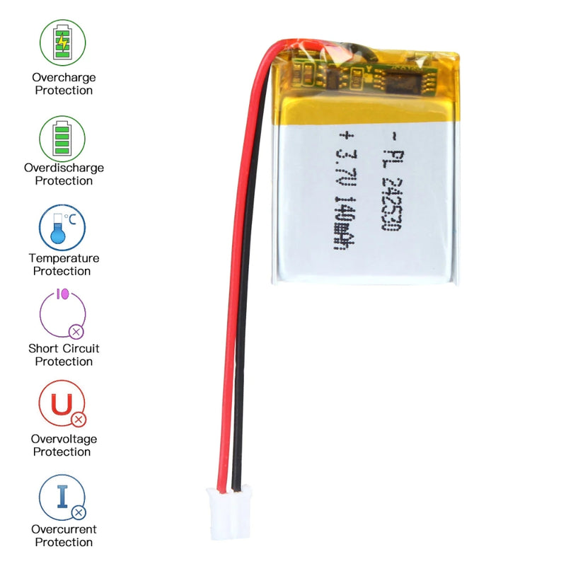 Load image into Gallery viewer, [PH2.0-JST Connector][242530] Universal 140mAh 3.7V Rechargeable Li-Ion Lithium Polymer Battery - Polar Tech Australia
