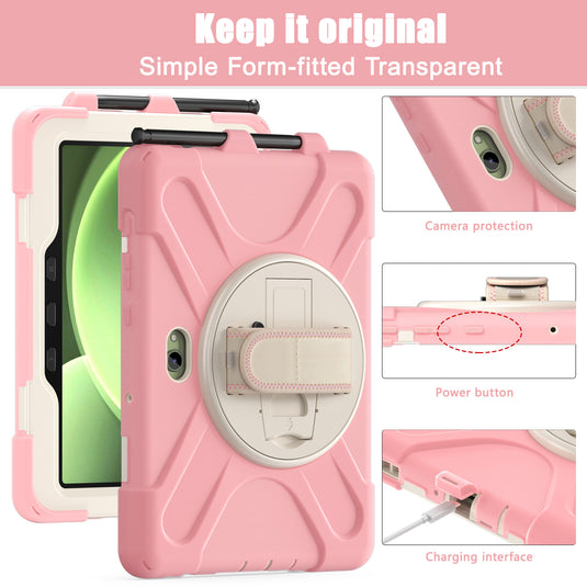 Samsung Galaxy Tab Active Pro / Active 4 Pro / Active 5 Pro Series - Heavy Duty 360 Degree Rotate Stand Hand Strap Case With Shoulder Strap - Polar Tech Australia