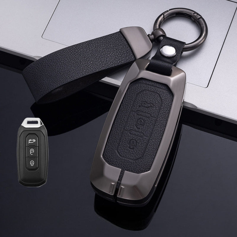 Load image into Gallery viewer, Ford Zinc Alloy Leather Folding Car Key Fob Case Cover For Ranger, Mustang, Everest, Escape, Puma, Transit, Focus, Fiesta, Ranger Raptor, Mondeo

