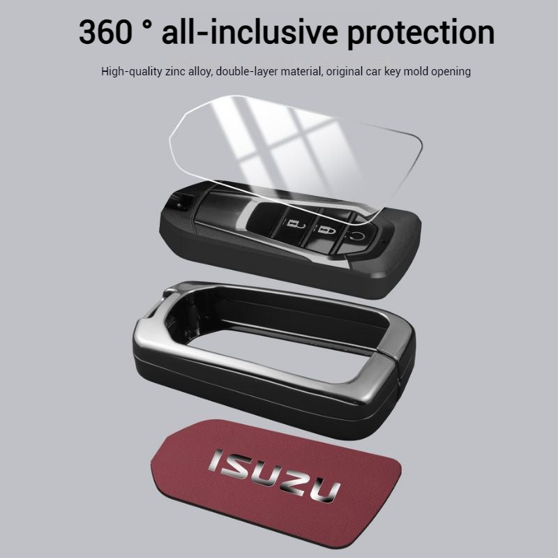 Chargez l&#39;image dans la visionneuse de la galerie, Isuzu Zinc Alloy PU Leather Car Key Fob Case Cover For D-MAX, MUX
