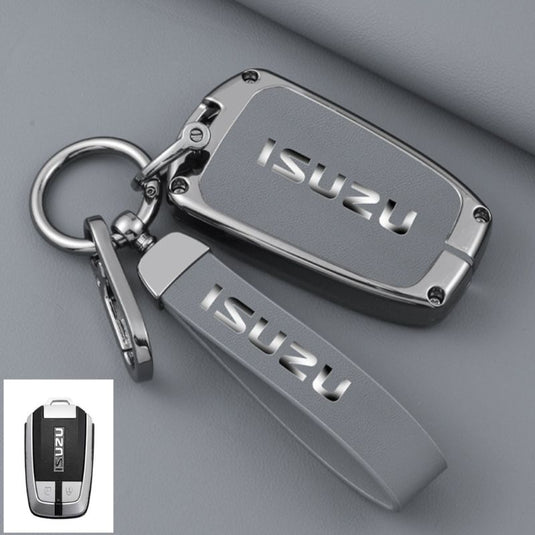 Isuzu Zinc Alloy PU Leather Car Key Fob Case Cover For D-MAX, MUX