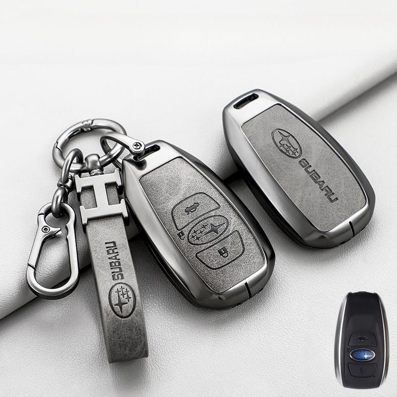 Chargez l&#39;image dans la visionneuse de la galerie, Subaru Zinc Alloy + PU Leather Car Key Fob Protective Cover Case For Outback, Forester, Impreza, WRX, XV, Crosstrek, Legacy - Polar Tech Australia
