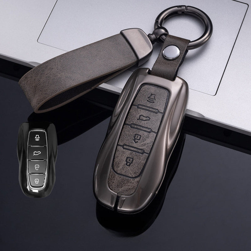 Load image into Gallery viewer, Ford Zinc Alloy Leather Folding Car Key Fob Case Cover For Ranger, Mustang, Everest, Escape, Puma, Transit, Focus, Fiesta, Ranger Raptor, Mondeo
