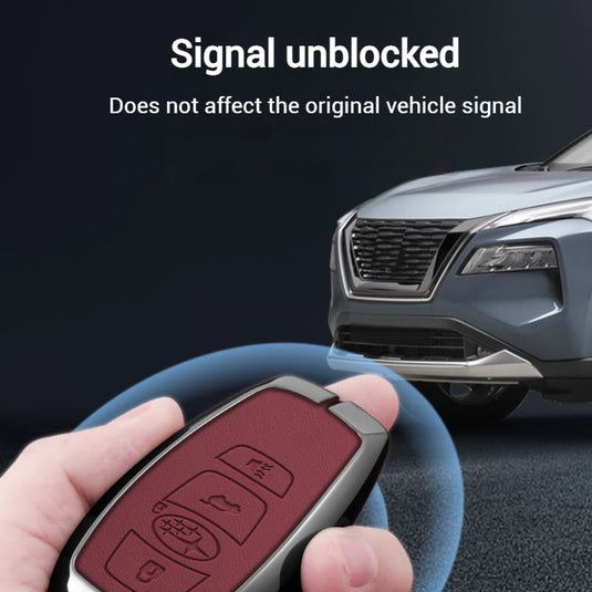Subaru Full Metal  Coverage + PU Leather Car Key Fob Case Cover For Outback, Forester, Impreza, WRX, XV, Crosstrek, Legacy - Polar Tech Australia