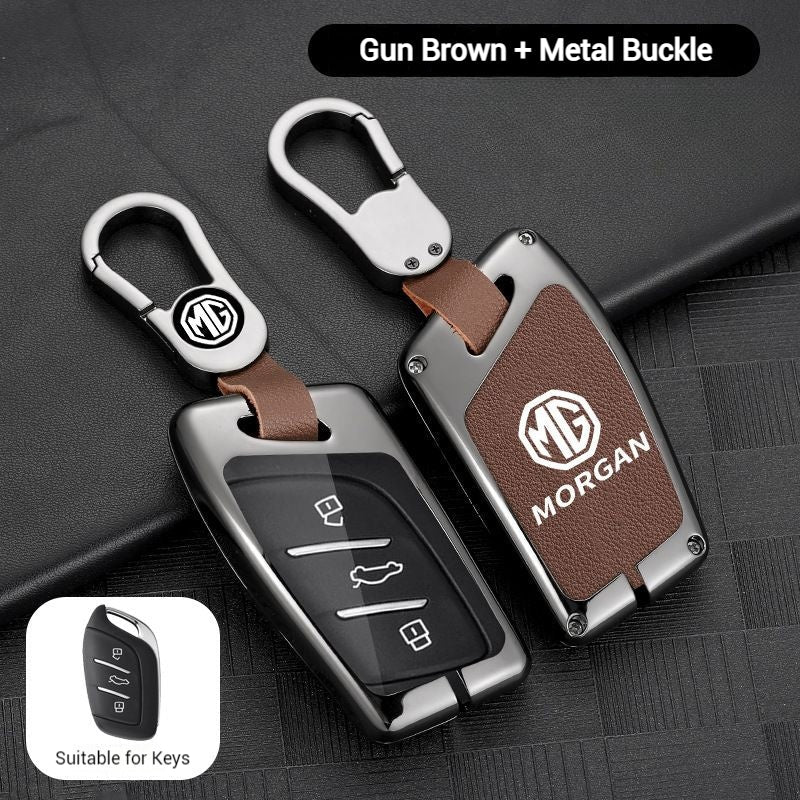 Cargue la imagen en el visor de la galería, MG Zinc Alloy + PU Leather Car Key Fob Case Cover For MG3, MG5, MG6, MG7, ZST, ZS, GS, MG ONE, MG4 EV
