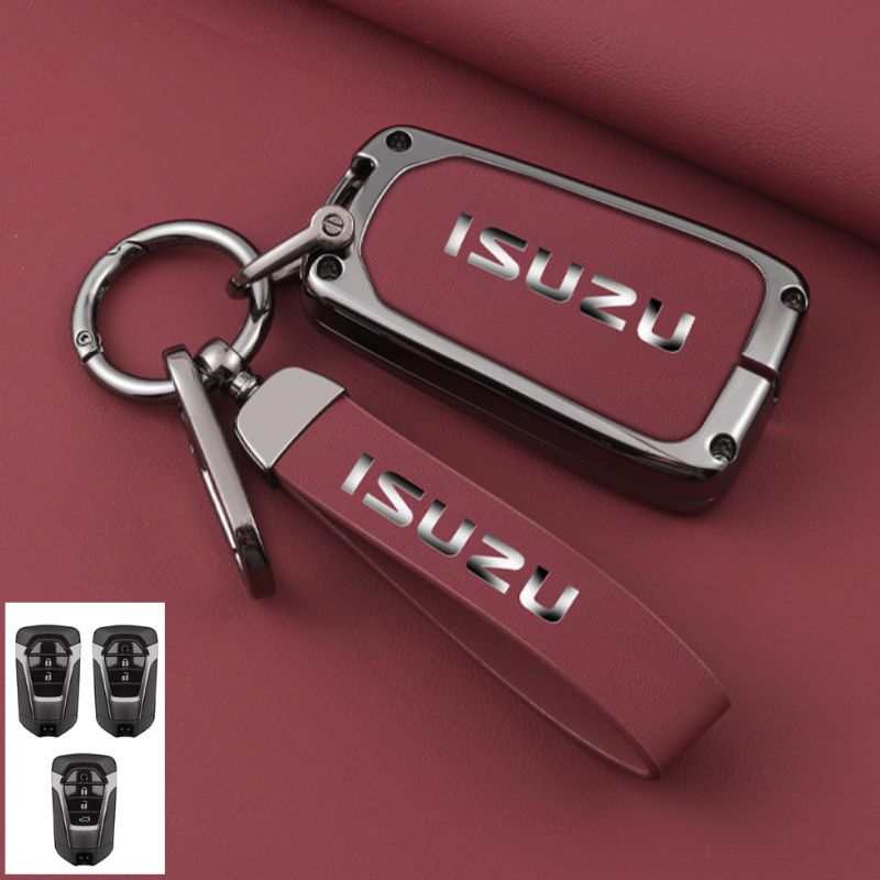 Chargez l&#39;image dans la visionneuse de la galerie, Isuzu Zinc Alloy PU Leather Car Key Fob Case Cover For D-MAX, MUX
