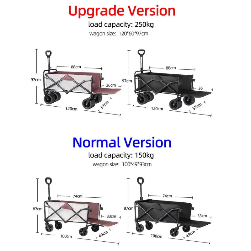 Chargez l&#39;image dans la visionneuse de la galerie, Extender Folding Cart Outdoor Extra Long Utility Large Capacity Wagon Cart Camping Picnic Trolley Beach Collapse Folding Cart - Polar Tech Australia
