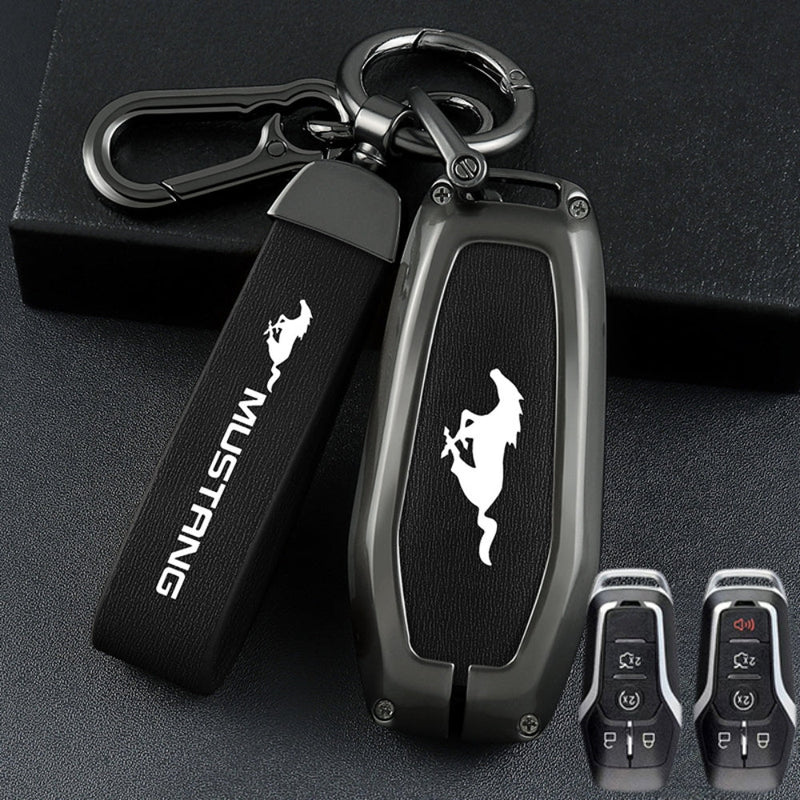 Load image into Gallery viewer, Ford Mustang Zinc Alloy Leather Car Key Fob Case Cover
