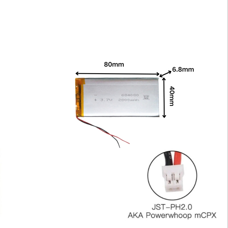 Load image into Gallery viewer, [PH2.0-JST Connector][684080] Universal 2800mAh 3.7V Rechargeable Li-Ion Lithium Polymer Battery - Polar Tech Australia
