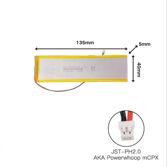[PH2.0-JST Connector][5040135] Universal 5000mAh 3.7V Rechargeable Li-Ion Lithium Polymer Battery - Polar Tech Australia