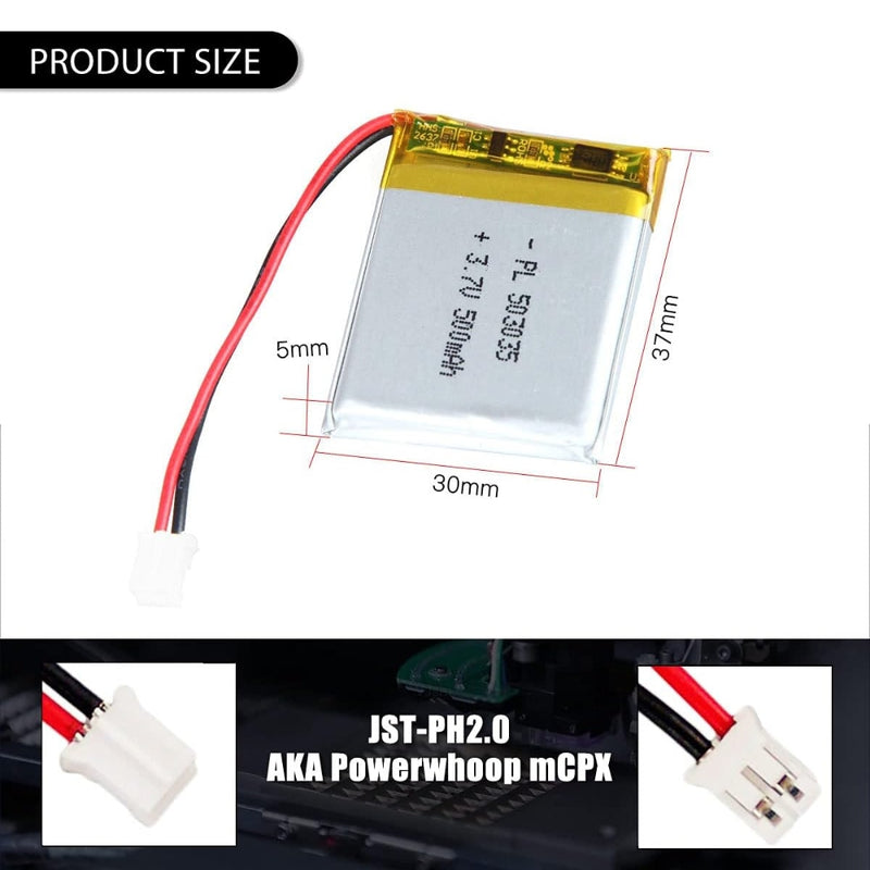 Load image into Gallery viewer, [PH2.0-JST Connector][503035] Universal 500mAh 3.7V Rechargeable Li-Ion Lithium Polymer Battery - Polar Tech Australia
