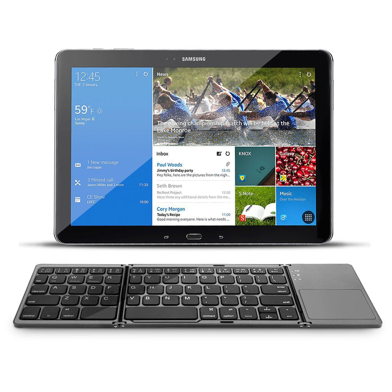 Cargue la imagen en el visor de la galería, Foldable Bluetooth Keyboard with Touchpad Portable Wireless Keyboard , Rechargeable Full Size Ultra Slim Pocket Folding Keyboard for Android Windows iOS Tablet And Mobile Phone - Polar Tech Australia

