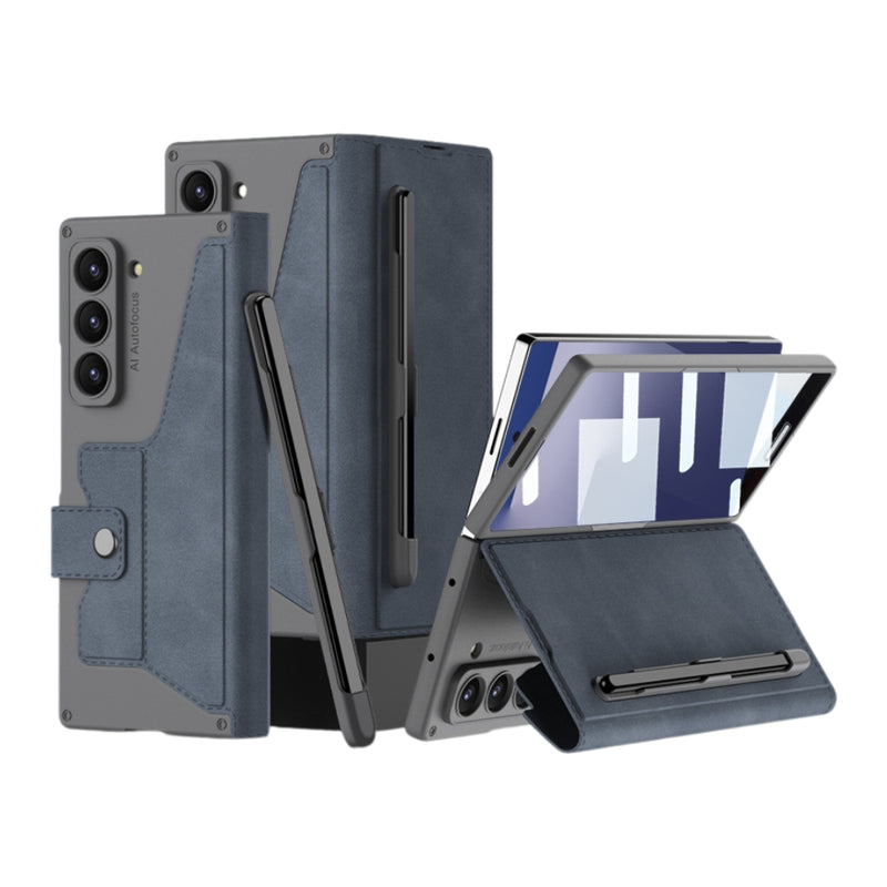 Cargue la imagen en el visor de la galería, Samsung Galaxy Z Fold7 5G - GKK Integrated Armor Flip Leather Case with Pen Slot, Stylus Not Included
