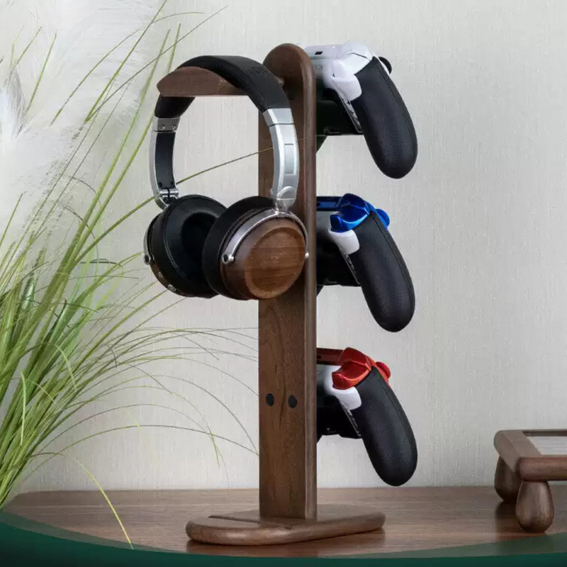 Cargue la imagen en el visor de la galería, Wooden Headphone Stand, Switch Game Controller, Xbox Solid Wood Storage Rack - Polar Tech Australia
