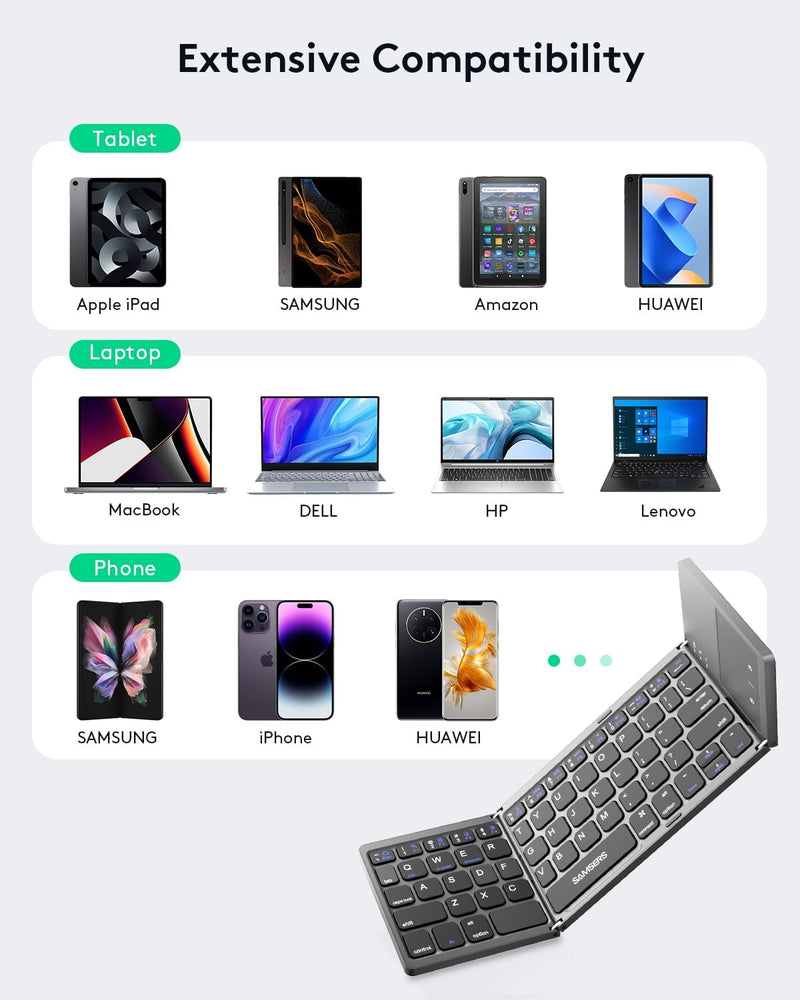 Cargue la imagen en el visor de la galería, Foldable Bluetooth Keyboard with Touchpad Portable Wireless Keyboard , Rechargeable Full Size Ultra Slim Pocket Folding Keyboard for Android Windows iOS Tablet And Mobile Phone - Polar Tech Australia
