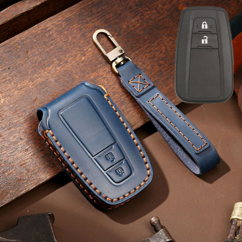 Load image into Gallery viewer, Toyota Handcrafted Genuine Leather Car Key Fob Protective Case Cover For Camry, C-HR, Corolla, RAV4, Avalon, Land Cruiser, Prado, Prius - Polar Tech Australia
