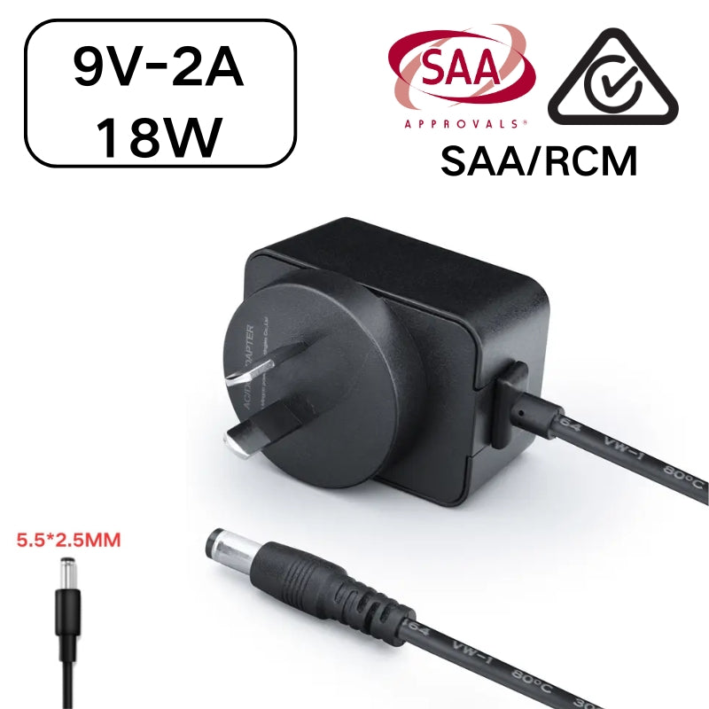 Chargez l&#39;image dans la visionneuse de la galerie, [SAA/RCM][9V][5.5x2.5 &amp; 5.5x2.1] Universal Computer/Monitor/LED Strip/Light Module/Speaker/CCTV/Router/Camera - Power Supply Adapter Wall Charger
