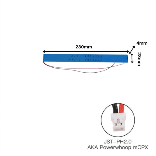 [PH2.0-JST Connector][4028280] Universal 3000mAh3.7V Rechargeable Li-Ion Lithium Polymer Battery - Polar Tech Australia