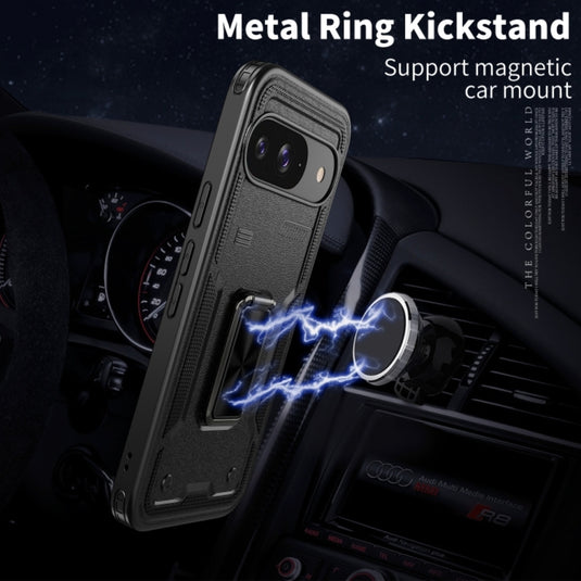 Google Pixel 9 / 9 Pro - TPU+PC 2-in-1 Material Shockproof Protective Case with Metal Rotating Stand - Polar Tech Australia