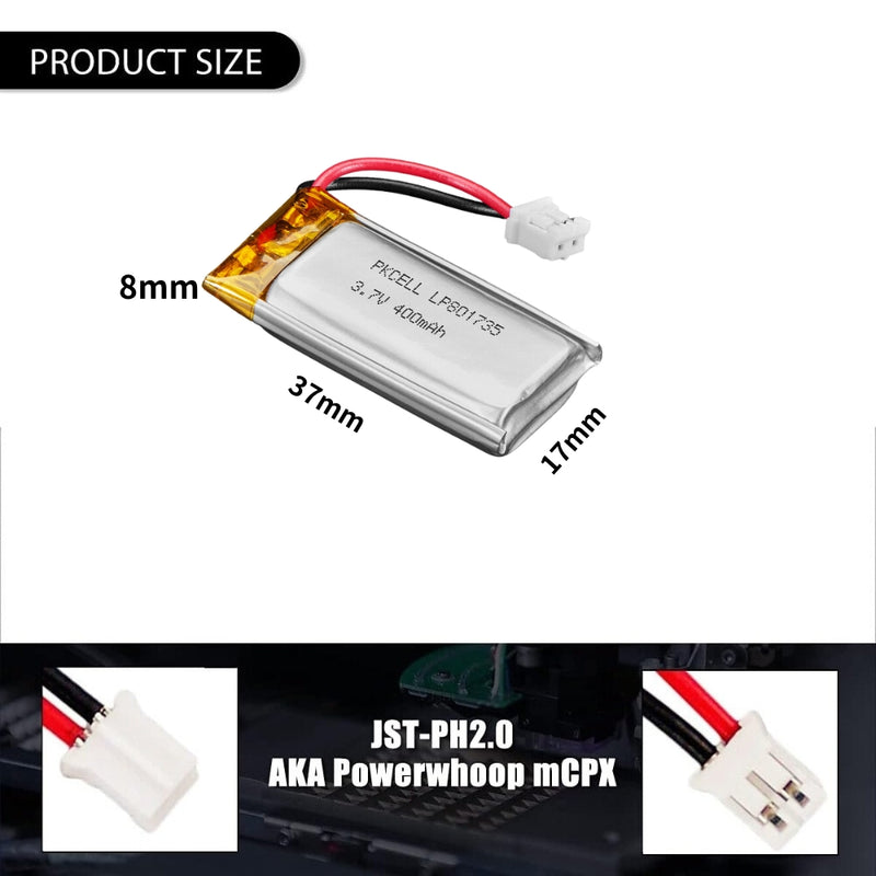 Load image into Gallery viewer, [PH2.0-JST Connector][801735] Universal 400mAh 3.7V Rechargeable Li-Ion Lithium Polymer Battery - Polar Tech Australia
