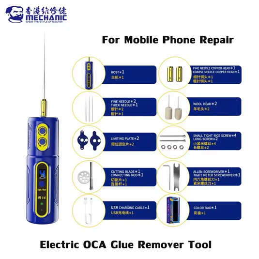 [IR14] MECHANIC Multifunctional Electric OCA Glue Remover with Green Dust Light for Mobile Phone Glue Removal Panel Cleaning Tool