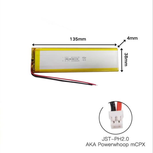 [PH2.0-JST Connector][4038135] Universal 3000mAh 3.7V Rechargeable Li-Ion Lithium Polymer Battery - Polar Tech Australia