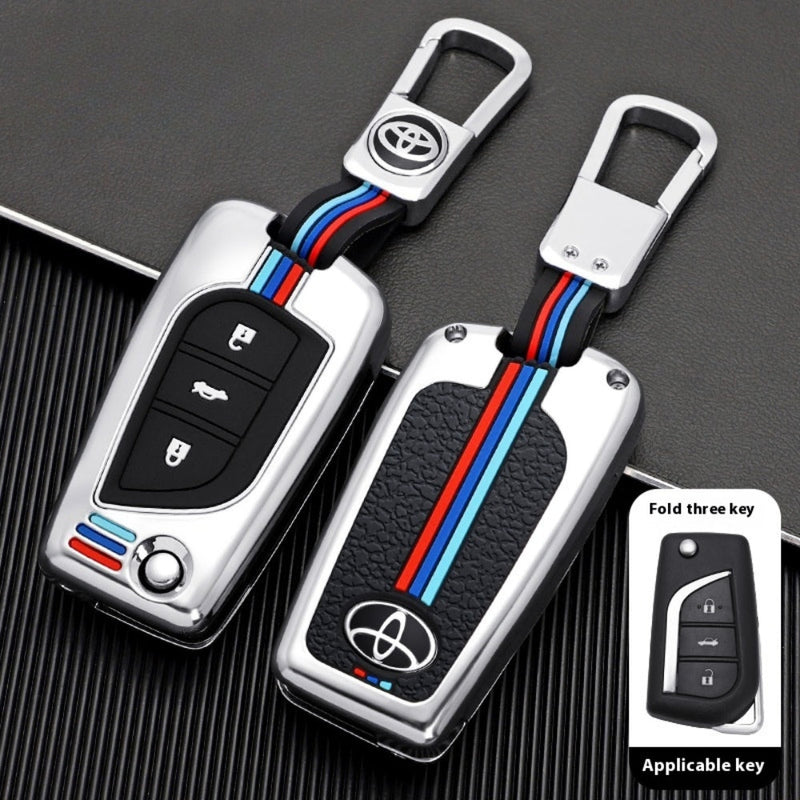 Load image into Gallery viewer, Toyota Foldable Style Metal Shell &amp; Soft Silicone Full Protection Car Key Fob Case Cover For Camry RAV4 Highlander Avalon C-HR Prius Corolla - Polar Tech Australia
