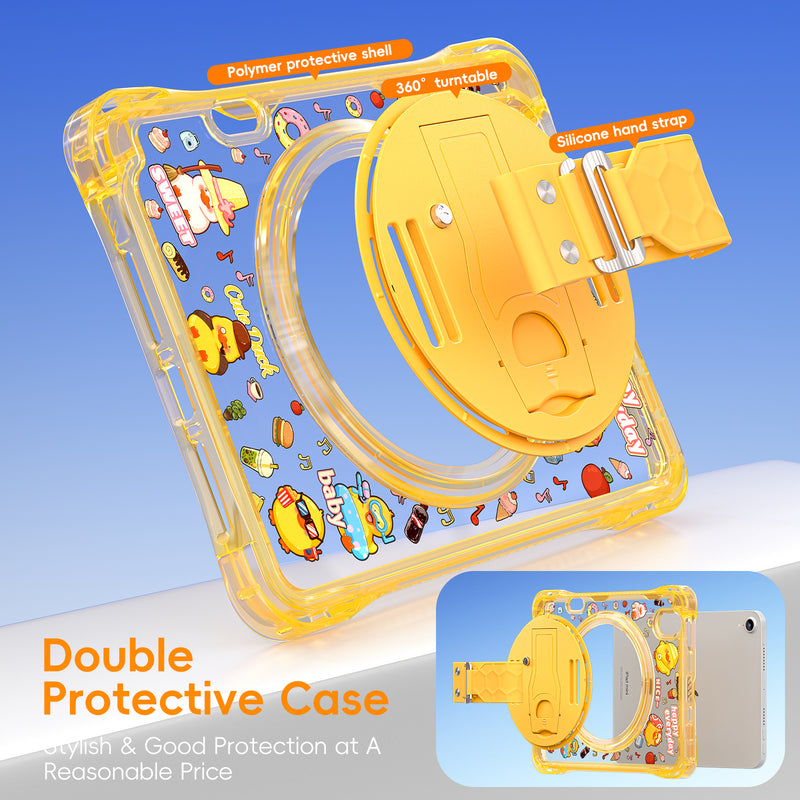 Cargue la imagen en el visor de la galería, [Built-in Pen Slot][With Shoulder Strap] Apple iPad Mini 6/7 8.3&#39;&#39; 6/7th Gen (2021/2024) Cartoon Kids Transparent Anti-Drop Protective Stand Case
