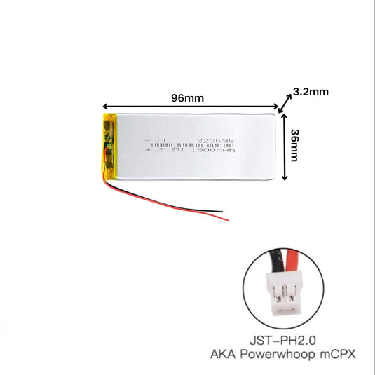 [PH2.0-JST Connector][323696] Universal 2000mAh 3.7V Rechargeable Li-Ion Lithium Polymer Battery - Polar Tech Australia