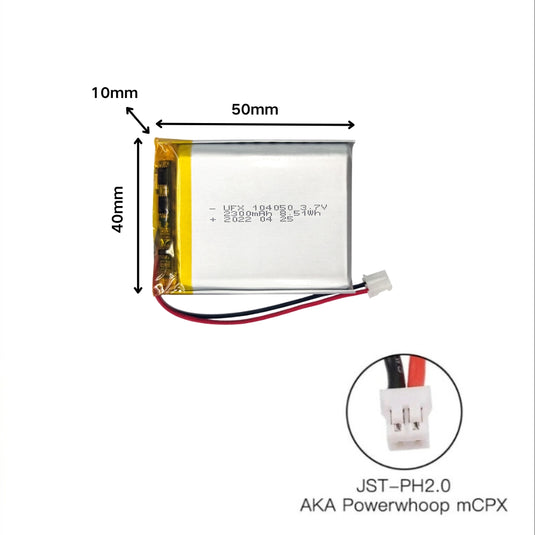 [PH2.0-JST Connector][104050] Universal 2300mAh 3.7V Rechargeable Li-Ion Lithium Polymer Battery - Polar Tech Australia