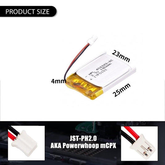 [PH2.0-JST Connector][402323] Universal 190mAh 3.7V Rechargeable Li-Ion Lithium Polymer Battery - Polar Tech Australia